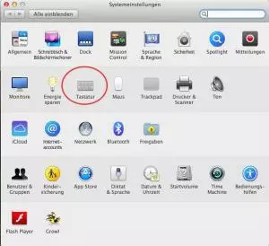 Einstellungen der Tastatur öffnen