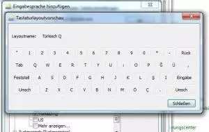 Vorschau der türkischen Tastatur